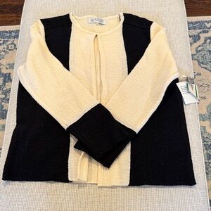 Kasper Black and Cream Women's Sweater